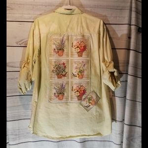 Boho floral garden distressed shirt